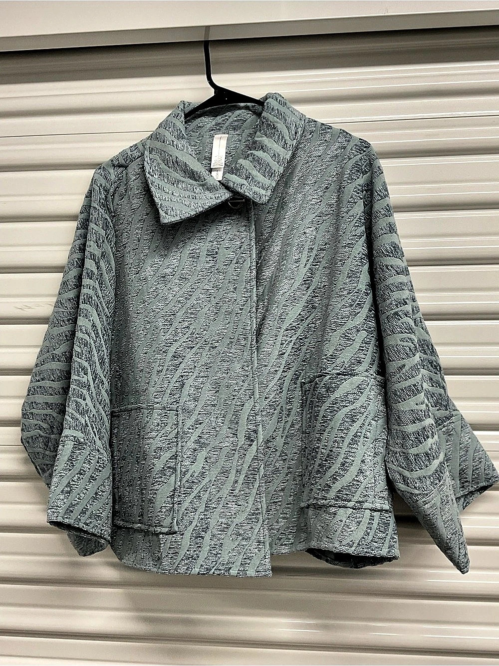 MARIA WYNNE Abstract Pattern Jacket in Green & Gray Size Large Like New